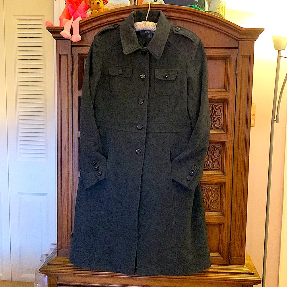 Kenneth Cole Reaction Dark Gray Wool Coat Sz 14